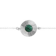 Bracelet en argent 925 rhodié et pierre reconstituée 'malachite'