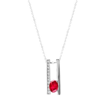 Collier en argent 925 rhodié avec oxydes de zirconium rouge