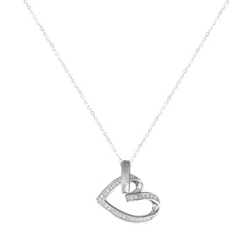 Collier coeur en argent 925 rhodié avec oxydes de zirconium
