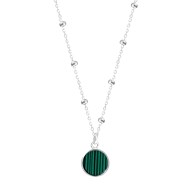 Collier en argent 925 rhodié et pierre reconstituée 'malachite'