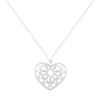 Collier coeur en argent 925 rhodié