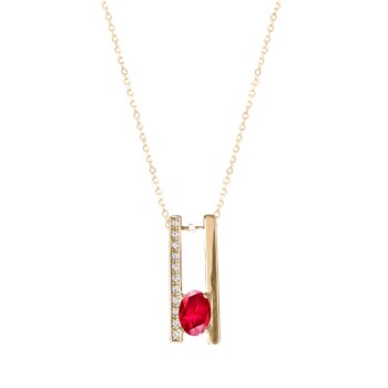 Collier plaqué or avec oxydes de zirconium rouge