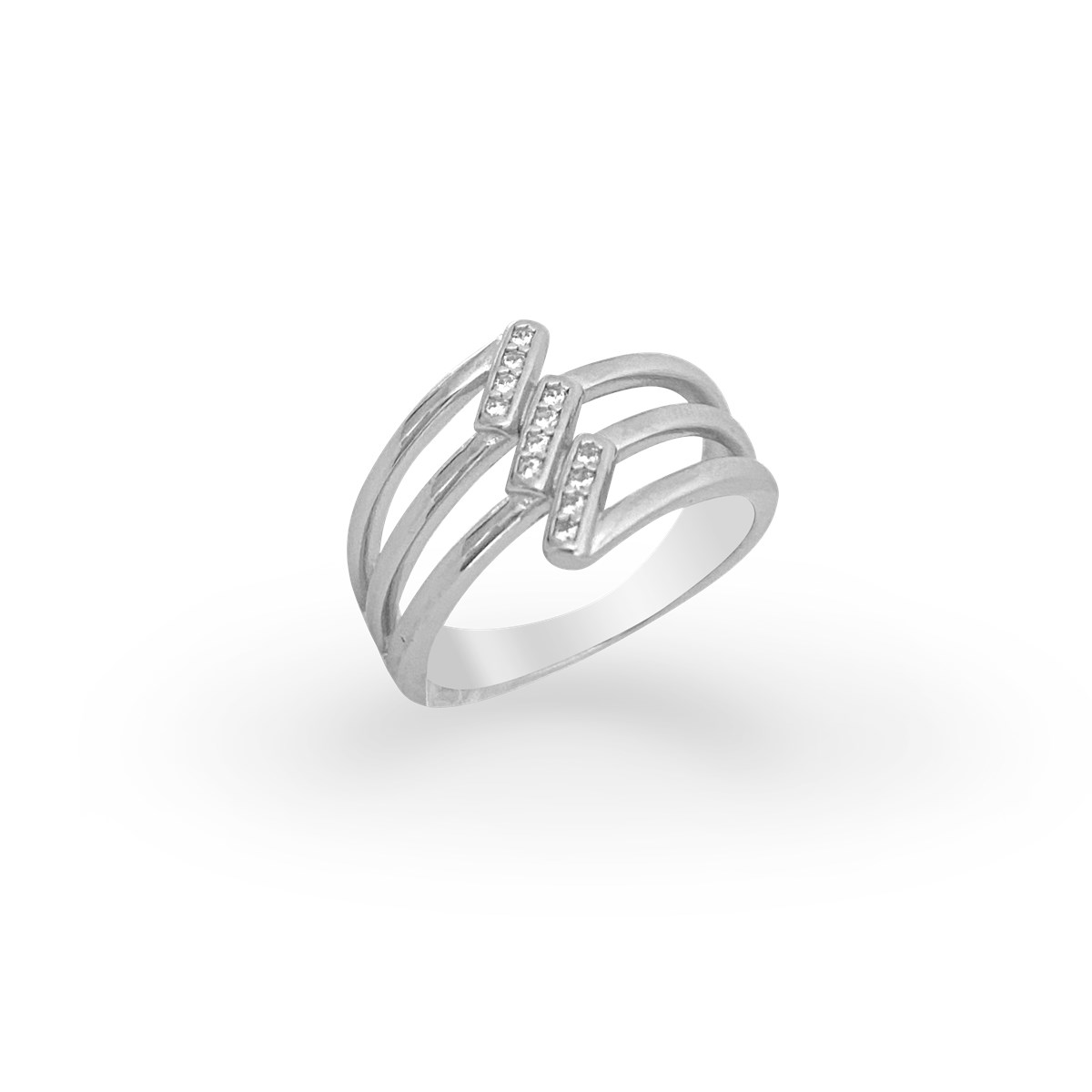 Bague en argent 925 rhodié avec oxydes de zirconium