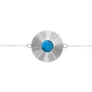 Bracelet en acier argenté et pierre naturelle turquoise bleue