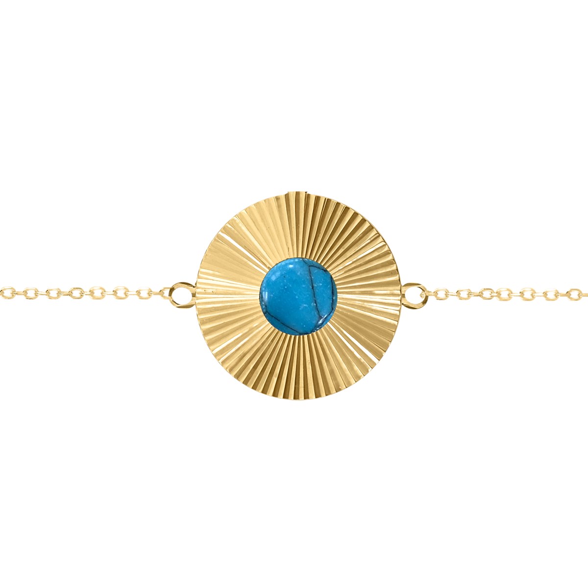 Bracelet en acier doré et pierre naturelle turquoise bleue