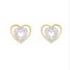 Boucles d'Oreilles Or Jaune et Diamants - Coeurs Sertis - vue V1