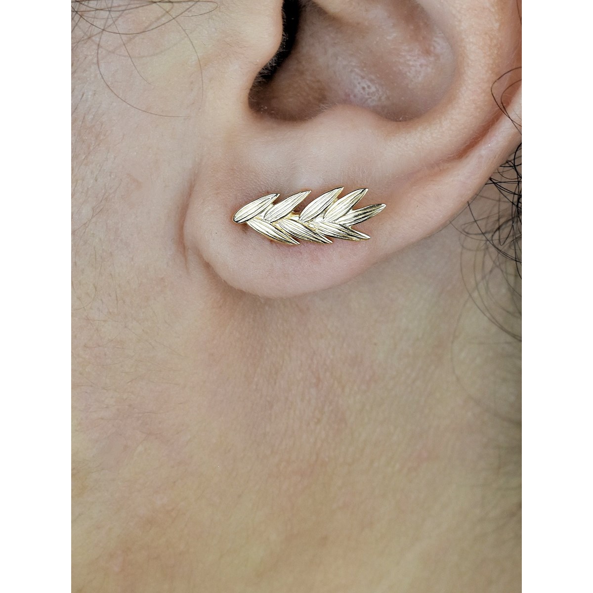 Boucles d'oreilles épi de blé Plaqué OR 750 3 microns - vue 2