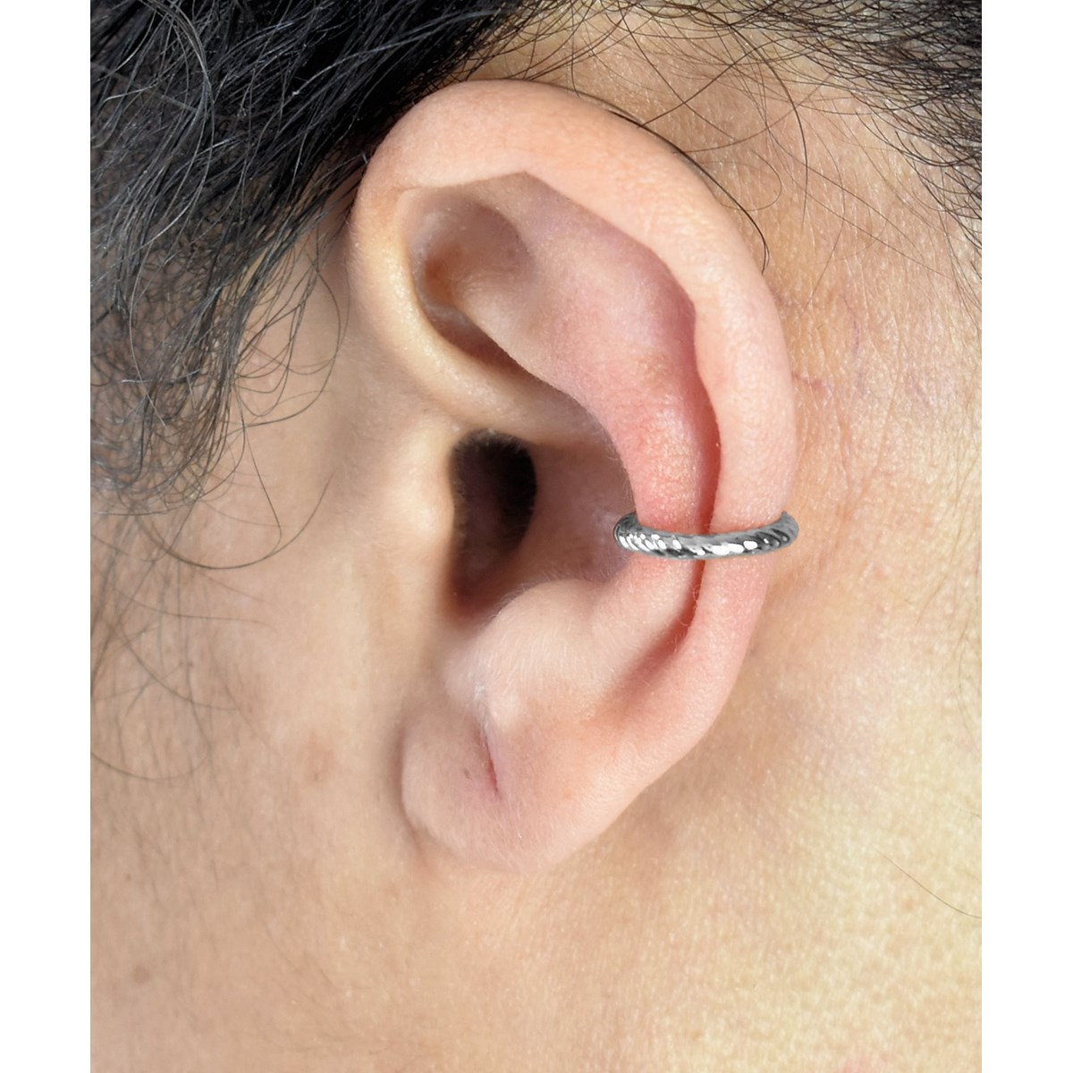 Clip d'oreille earcuff fil effet tressé Argent 925 Rhodié - vue 2