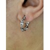 Boucles d'oreilles Créoles suite de grain de café reliés par un anneau effet tressé Argent 925 Rhodié - vue V2