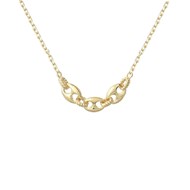 Collier 3 grains de café reliés par un anneau effet tressé Plaqué OR 750 3 microns