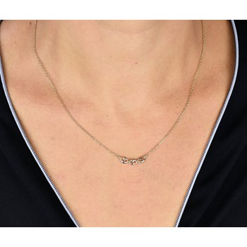 Collier 3 grains de café reliés par un anneau effet tressé Plaqué OR 750 3 microns