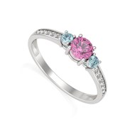 Bague Tourmaline Aigue-Marine et diamants sur Argent 925 1.65grs