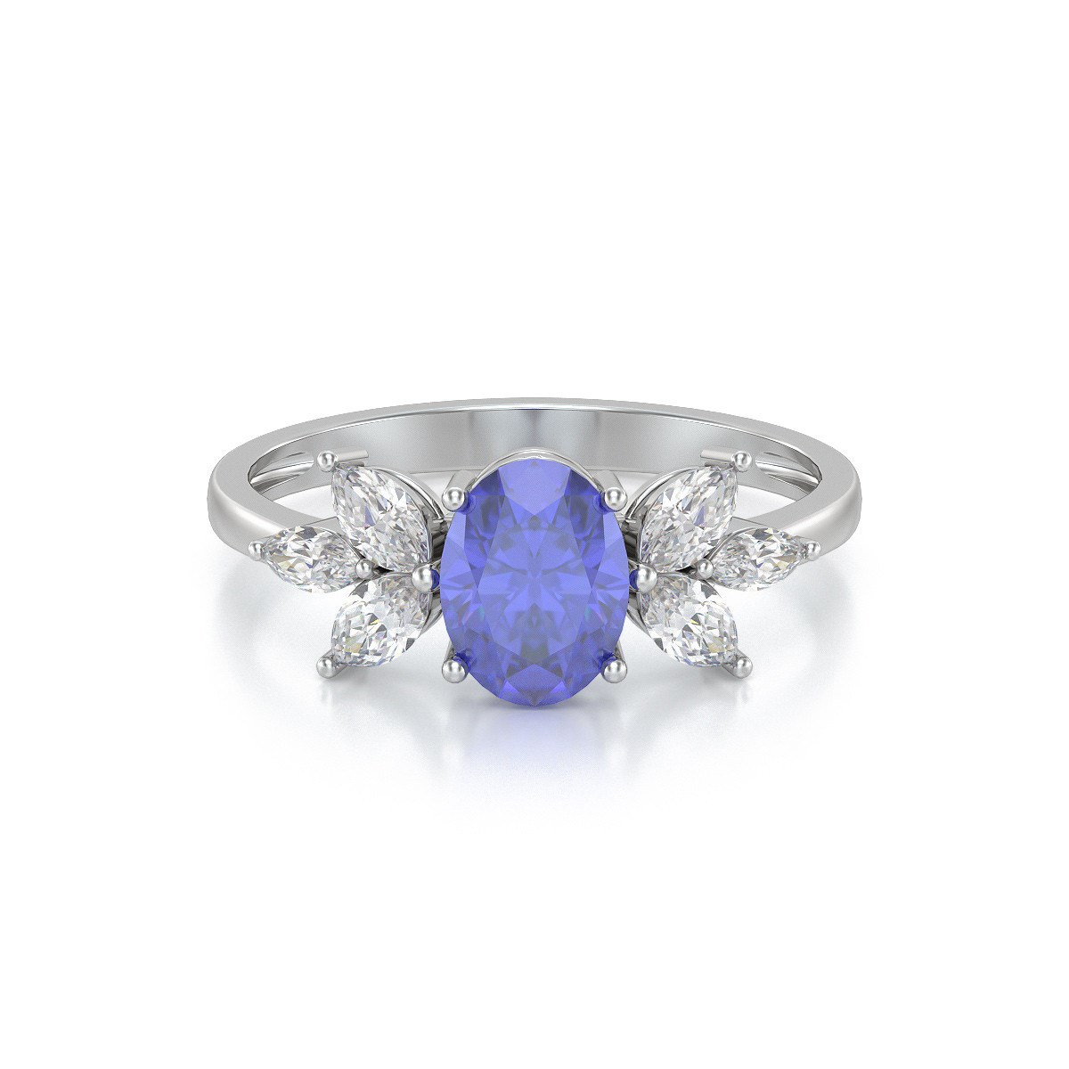 Bague ADEN Or 585 Blanc Tanzanite et diamants 1.938grs - vue 3