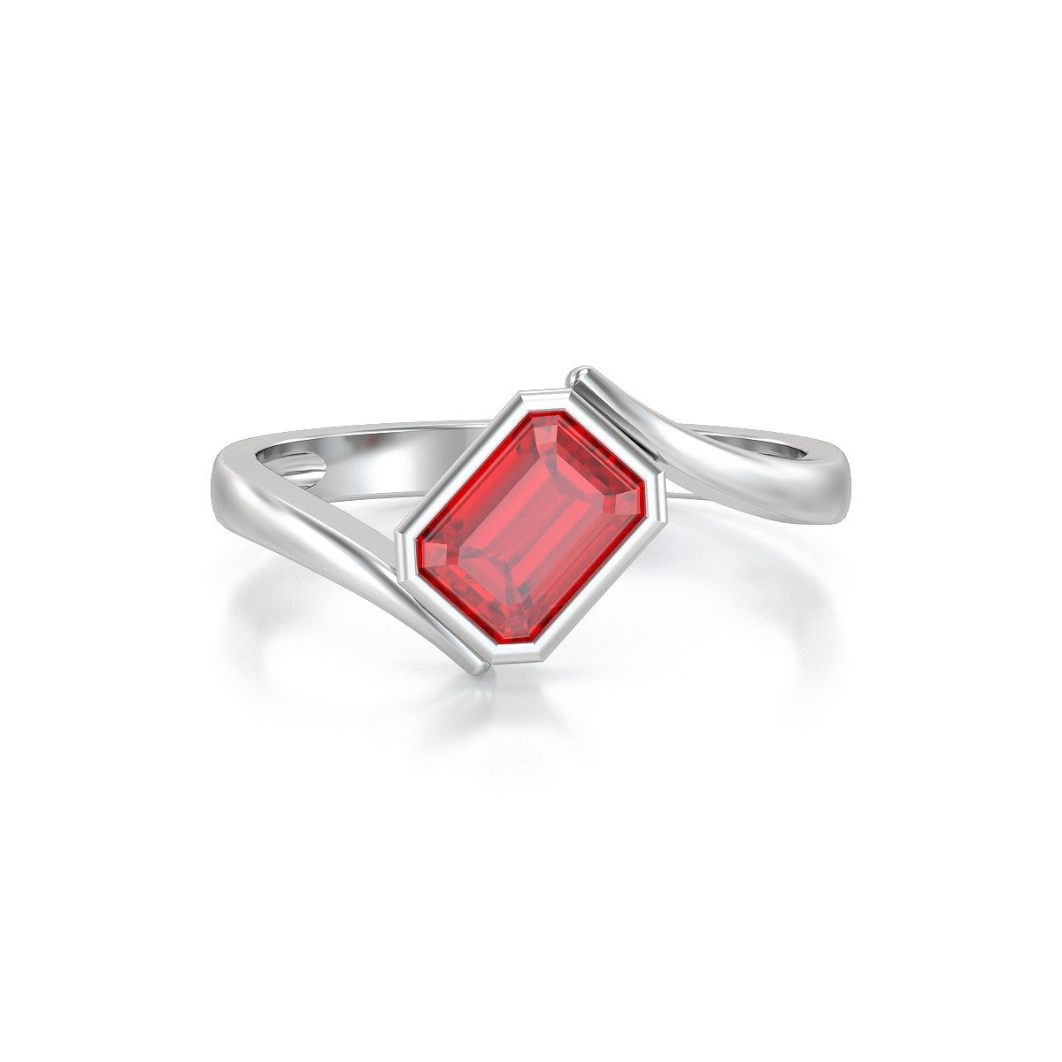 Bague ADEN Or 585 Blanc Rubis 2.26grs - vue 3