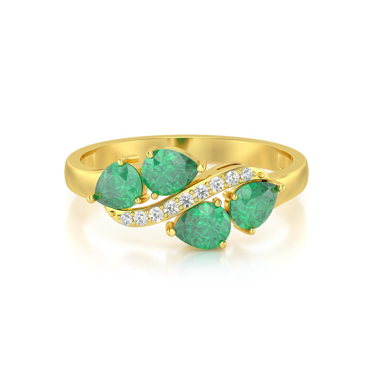 Bague ADEN Or 585 Jaune Emeraude et diamants 2.414grs - vue 3