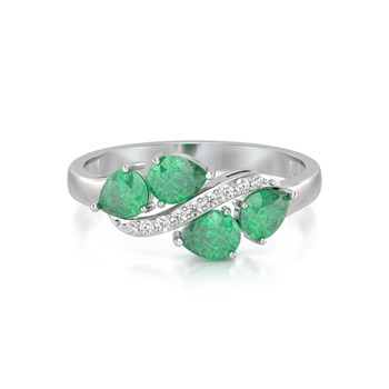 Ring ADEN Gold 585 White Emerald and diamonds 2.414