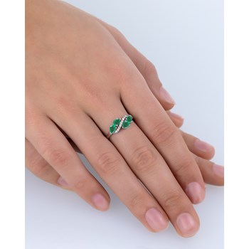 Ring ADEN Gold 585 White Emerald and diamonds 2.414