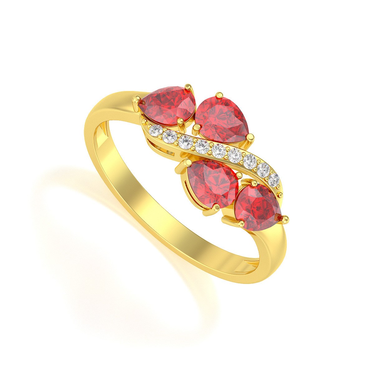 Bague ADEN Or 585 Jaune Rubis et diamants 2.414grs