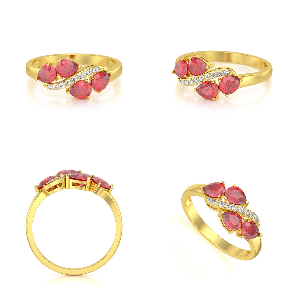 Bague ADEN Or 585 Jaune Rubis et diamants 2.414grs - vue 2