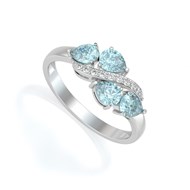 Bague ADEN Or 585 Blanc Aigue-Marine et diamants 2.414grs