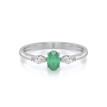 Ring ADEN Gold 585 White Emerald and diamonds 1.604