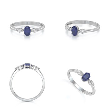 Bague ADEN Or 585 Blanc Saphir et diamants 1.604grs