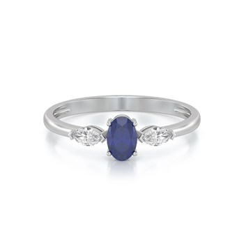 Bague ADEN Or 585 Blanc Saphir et diamants 1.604grs