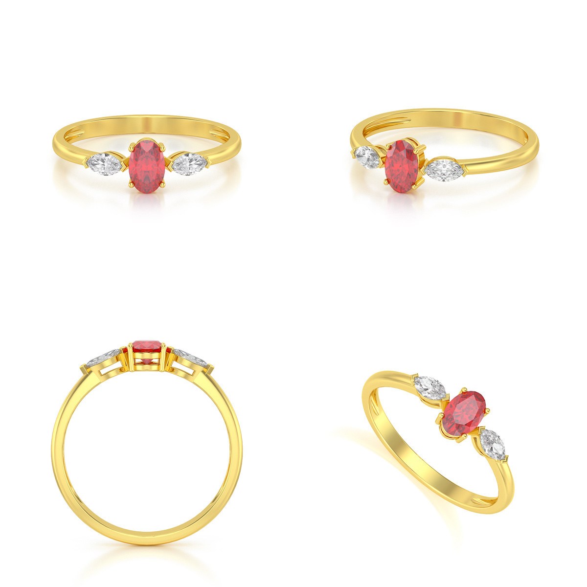 Bague ADEN Or 585 Jaune Rubis et diamants 1.604grs - vue 2