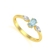 Bague ADEN Or 585 Jaune Aigue-Marine et diamants 1.604grs