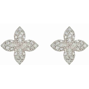 Boucle d'oreille fleur de diament sur or blanc 375/1000