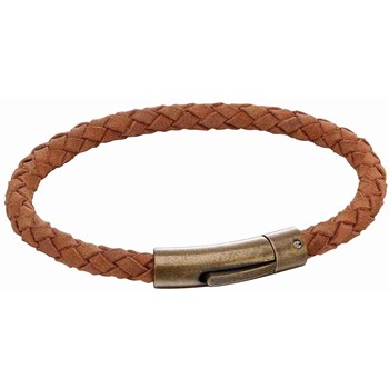 Bracelet en cuir marron en acier inoxydable