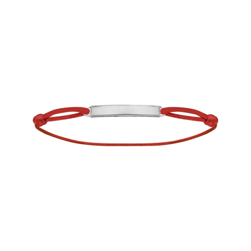 Bracelet Cordon rouge - Plaque rectangulaire