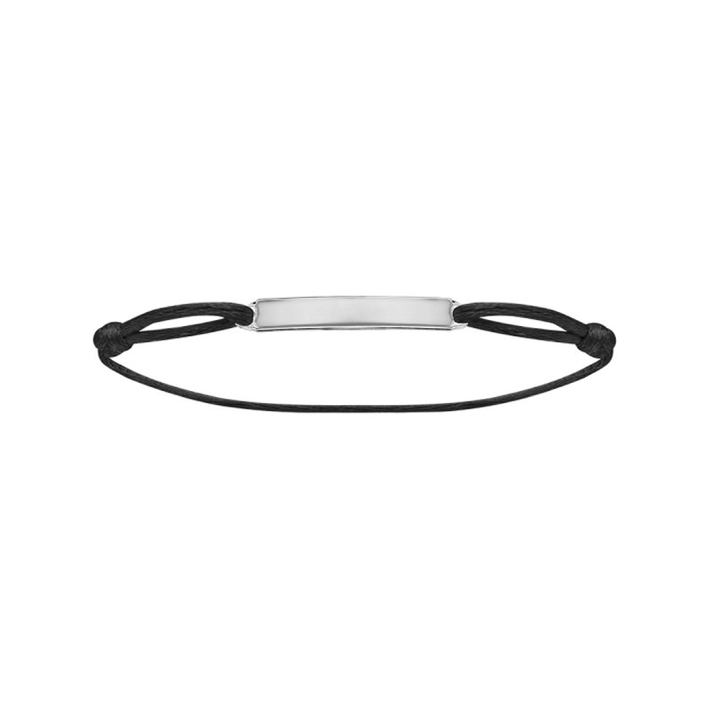 Bracelet Cordon noir - Plaque rectangulaire