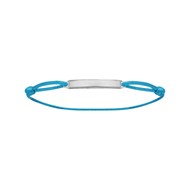 Bracelet Cordon bleu ciel - Plaque rectangulaire