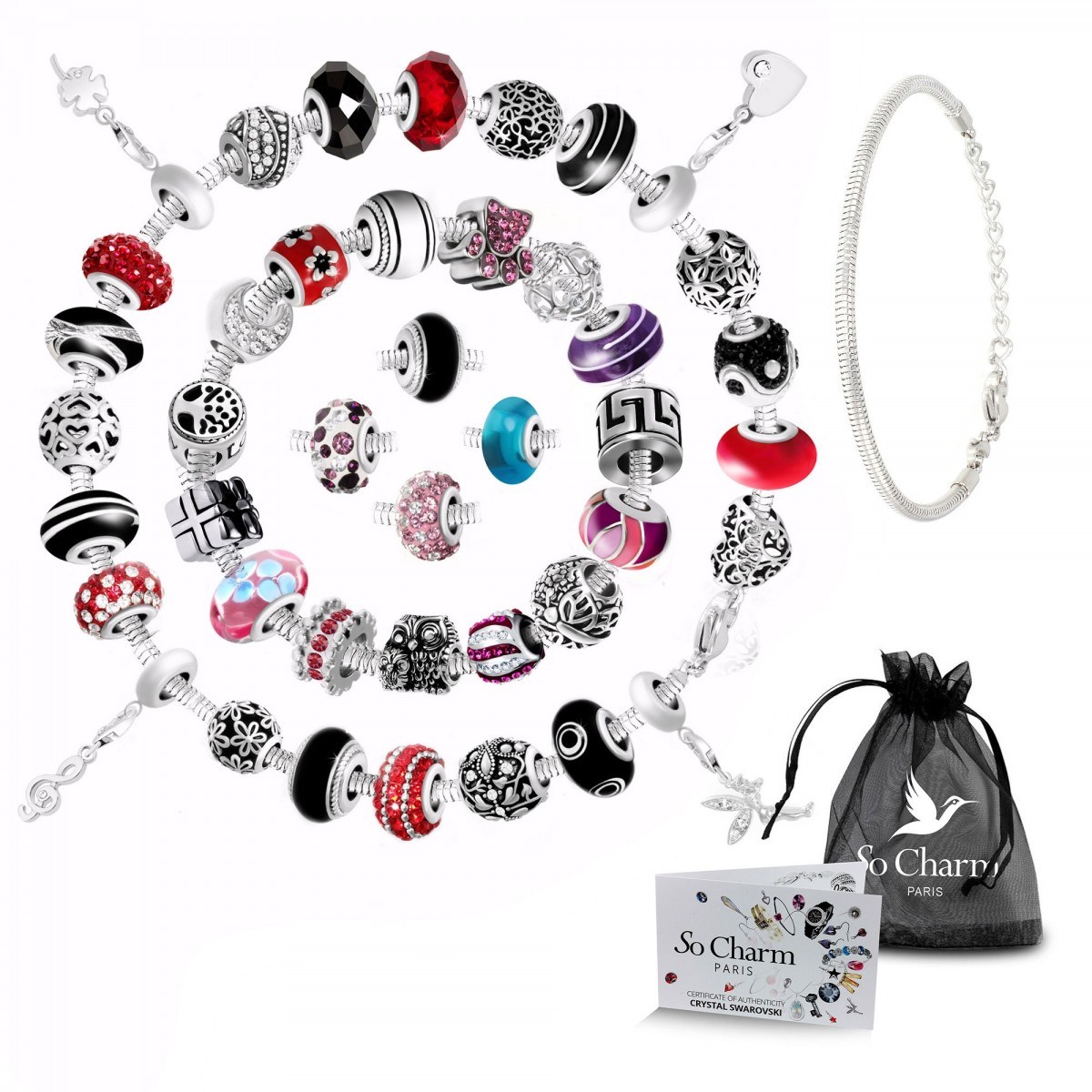 Box mensuelle SC Crystal - 10 charms beads et son bracelet