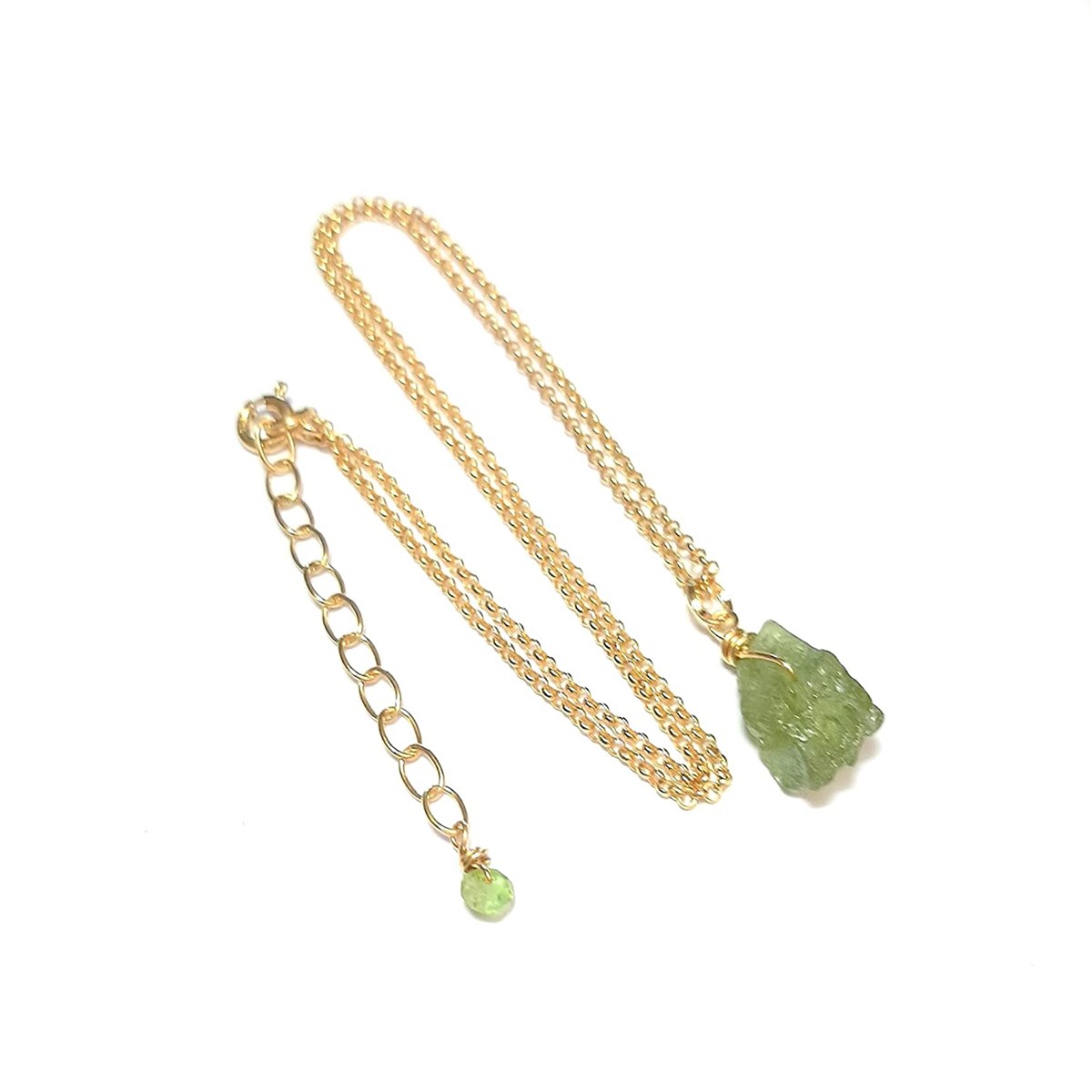 Collier Grenat Vert Argent 925 Doré et Pierres Naturelles - vue 2