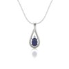 Collier Or Blanc Pendentif Saphir & Diamant - Fête des Mères Précieuse | Aden - vue V1