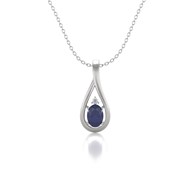 Collier Or Blanc Pendentif Saphir & Diamant - Fête des Mères Précieuse | Aden