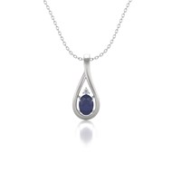 Collier Pendentif ADEN Or 585 Blanc Saphir et Diamant Chaine Or 585 incluse 1.85grs