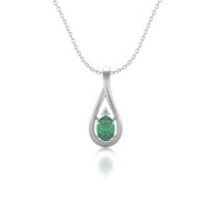 Collier Or Blanc Pendentif Emeraude & Diamant - Cadeau Fête des Mères | Aden