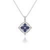 Médaillon Saphir & Diamants Or Blanc - Collier Fête des Mères Chaine Incluse | Aden - vue V1