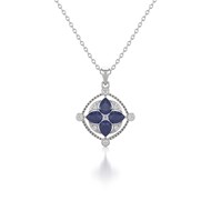 Médaillon Saphir & Diamants Or Blanc - Collier Fête des Mères Chaine Incluse | Aden