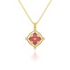 Médaillon Rubis & Diamants Or Jaune - Collier Fiançailles Chaine Incluse | Aden - vue V1