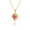 Médaillon Rubis & Diamants Or Jaune - Collier Fiançailles Chaine Incluse | Aden - vue V3