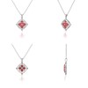 Médaillon Rubis & Diamants Or Blanc - Collier Fête des Mères Chaine Incluse | Aden - vue V2