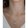 Collier Pendentif Or Blanc Médaillon Aigue-Marine et Diamants - Fête des Mères Élégante et Raffinée | Aden - vue V4
