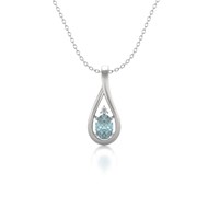 Collier Pendentif Or Blanc 585 Aigue-Marine et Diamants - Bijou de Qualité Supérieure | Aden