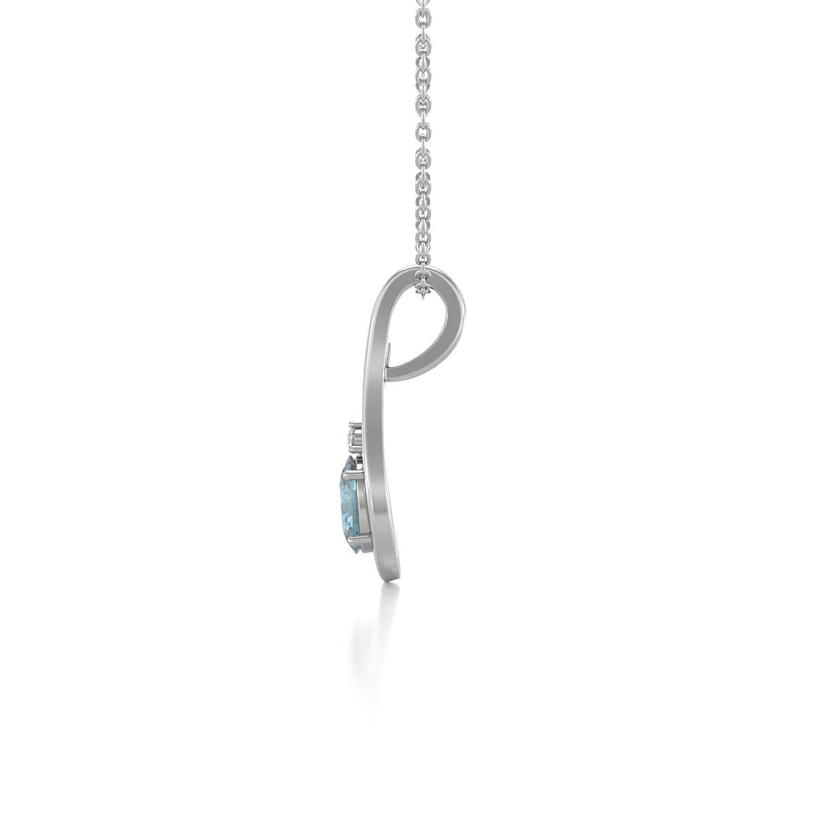 Collier Pendentif Or Blanc 585 Aigue-Marine et Diamants - Bijou de Qualité Supérieure | Aden - vue 4