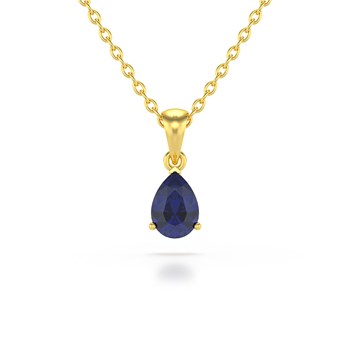 585 Yellow Gold Pear Sapphire Necklace - Selanya Collection