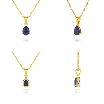 585 Yellow Gold Pear Sapphire Necklace - Selanya Collection